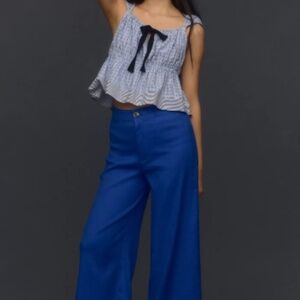 The Ettie High-Rise Crop Wide-Leg Pants by Maeve: Linen Edition BRAND NEW